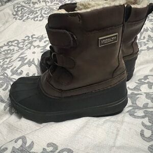 London Fog Kids' Dark Brown and Black Snow Boots
